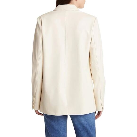 NWT Good American Better Than Leather Faux Leather Blazer in Bone Size 1 Small - Picture 3 of 8